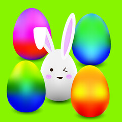 easter bunny with eggs