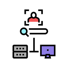 server data base for storage face, online face id app color icon vector. server data base for storage face, online face id app sign. isolated symbol illustration