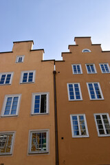 facade of tall buildings in Germany with sky