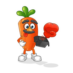 carrot prank with glove in box cartoon. cartoon mascot vector