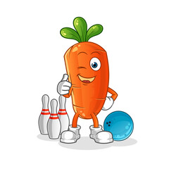 carrot play bowling illustration. character vector