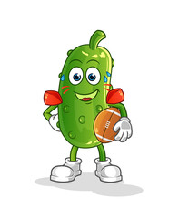 cucumber playing rugby character. cartoon mascot vector