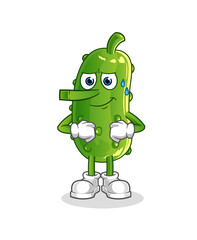 cucumber lie like Pinocchio character. cartoon mascot vector