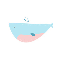 cute whale animal character design vector template illustration