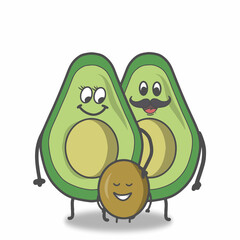 cute avocado family character vector template design illustration