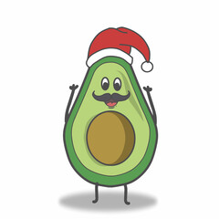 cute avocado Christmas character vector template design illustration