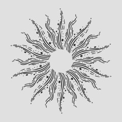 hand drawn sunburst, celestial design