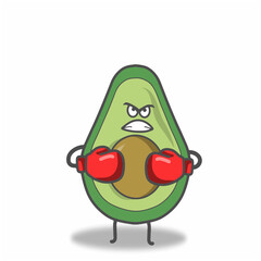 cute avocado boxing character vector template design illustration
