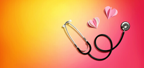 Medical worker appreciation theme with hearts and a stethoscope