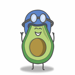 cute avocado were helm character vector template design illustration