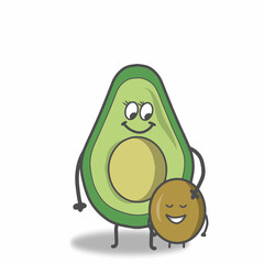 cute avocado family character vector template design illustration