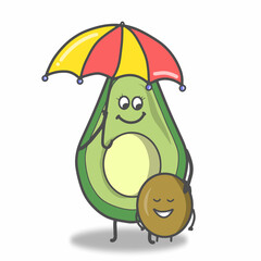 cute avocado umbrella character vector template design illustration