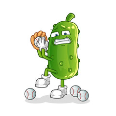 cucumber baseball pitcher cartoon. cartoon mascot vector