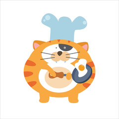 Cute cat chef character vector template design illustration
