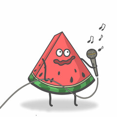 Singing watermelon character vector template design illustration