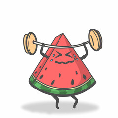 Weightlifting watermelon character vector template design illustration