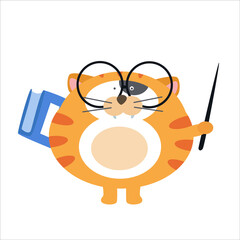 Cute cat teacher character vector template design illustration