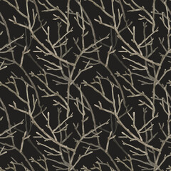 Seamless pattern with .the tree branches. Watercolor illustration. The print is used for Wallpaper design, fabric, textile, packaging.