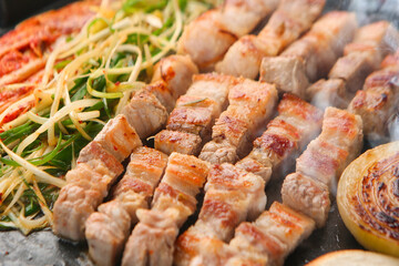 삼겹살 한국음식 Pork belly samgyeopsal