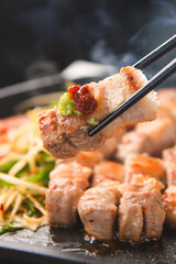 삼겹살 한국음식 Pork belly samgyeopsal