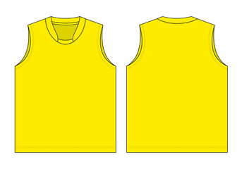 Blank Yellow Tank Top Template Vector On White Background.Front and Back Views.