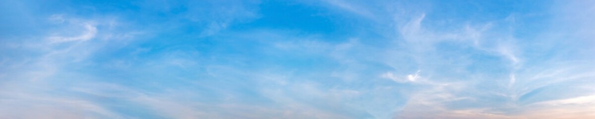 Panorama sky with cloud on a sunny day. Beautiful cirrus cloud.
