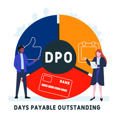 Flat design with people. DPO - Days Payable Outstanding. acronym, business concept background.   Vector illustration for website banner, marketing materials, business presentation, online