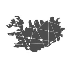 Concept of travel. Map of Iceland textured by lines and dots pattern