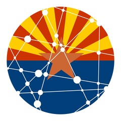 Flag of Arizona. Round shape. Connected lines with dots.