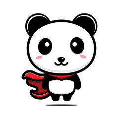 cartoon cute panda hero vector design