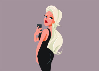 Attractive Girl Taking a Selfie in Self-Admiration