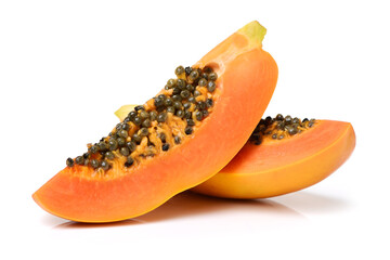 Papaya fruit isolated on a white background