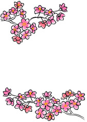 筆風桜の花フレーム　上下タイプ	

