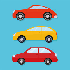bundle of car icons on a blue background