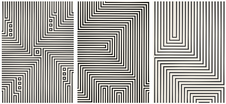 Abstract geometric black lines patterns 