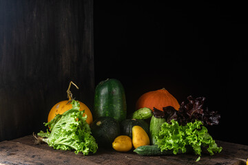 A variety of seasoned vegetables on a dark background