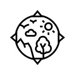 biosphere ecosystem line icon vector. biosphere ecosystem sign. isolated contour symbol black illustration