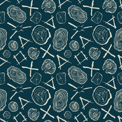 Woodland seamless pattern in hand-drawn style