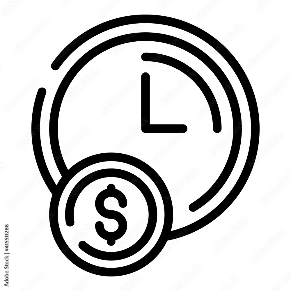 Poster clock dollar icon. outline clock dollar vector icon for web design isolated on white background