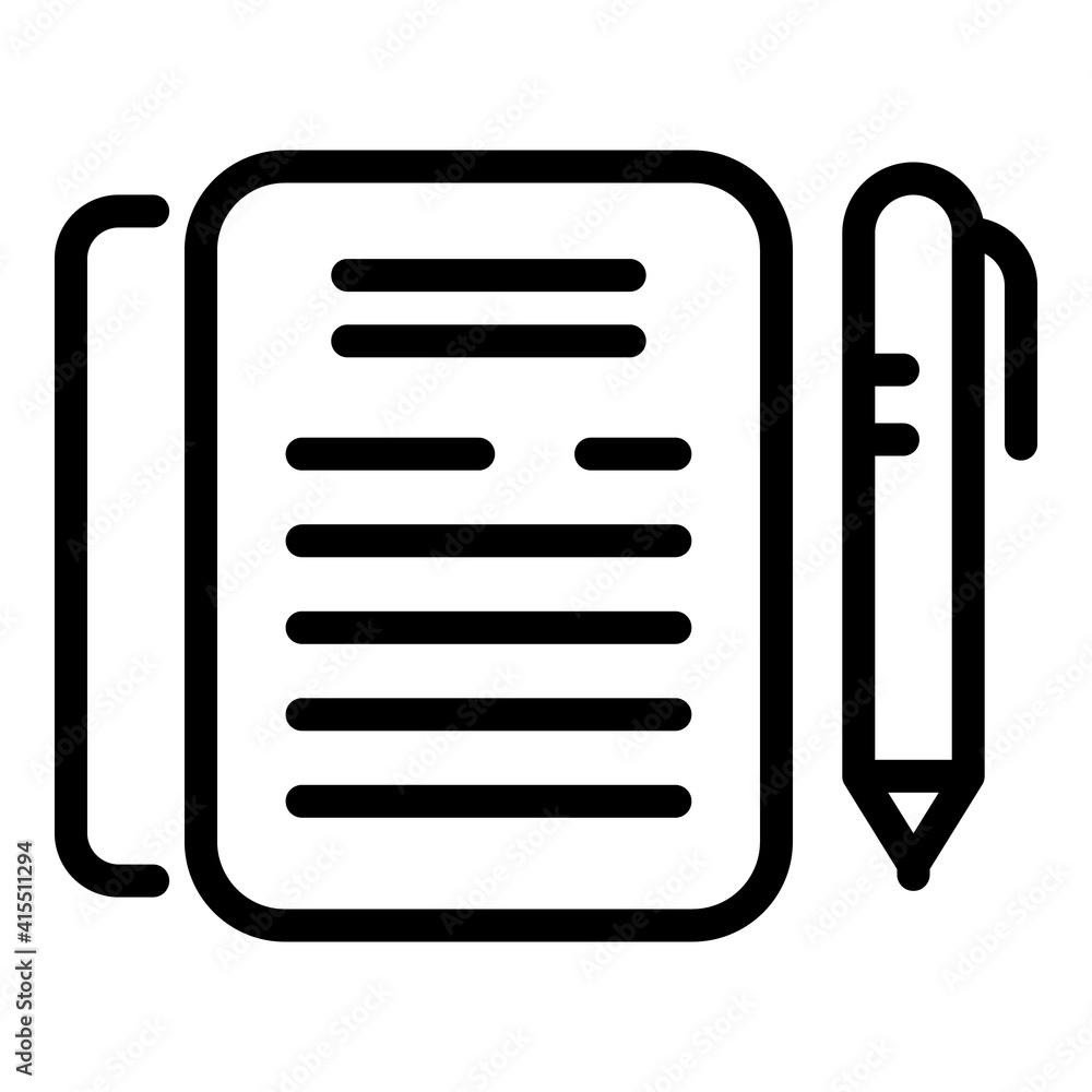 Poster notebook and pen icon. outline notebook and pen vector icon for web design isolated on white backgro