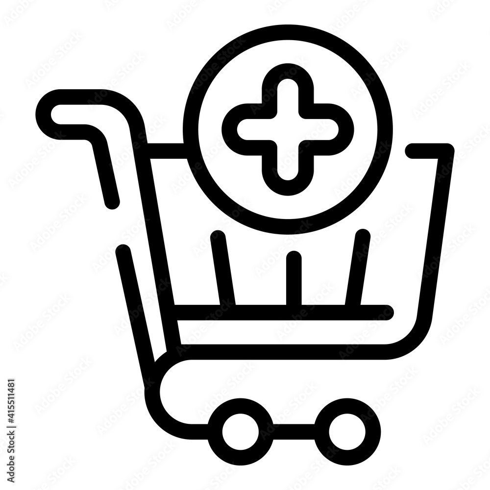 Poster add shopping cart icon. outline add shopping cart vector icon for web design isolated on white backg