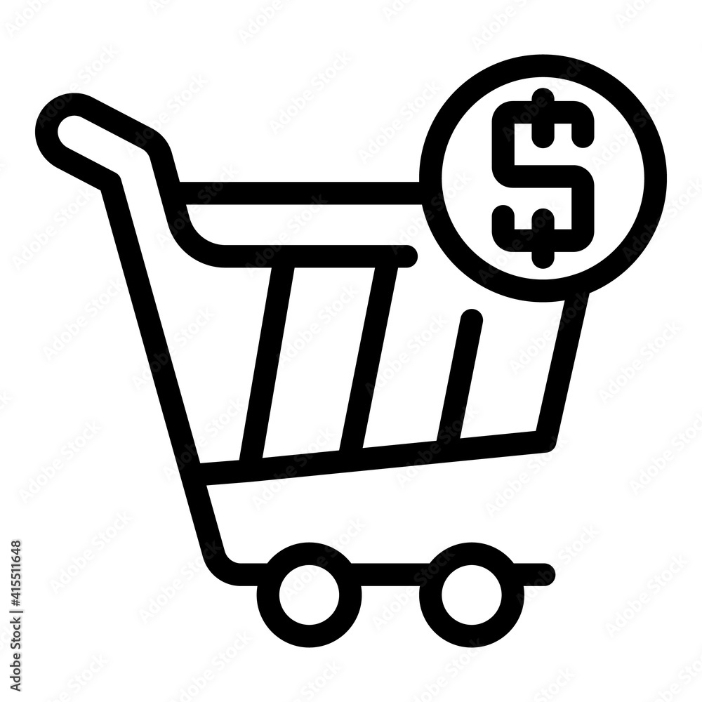 Poster grocery cart icon. outline grocery cart vector icon for web design isolated on white background