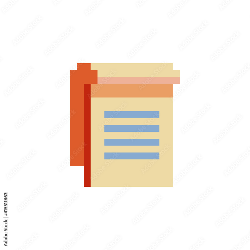 Poster notebook flat icon. pixel art. web site design. 8-bit. isolated abstract vector illustration.