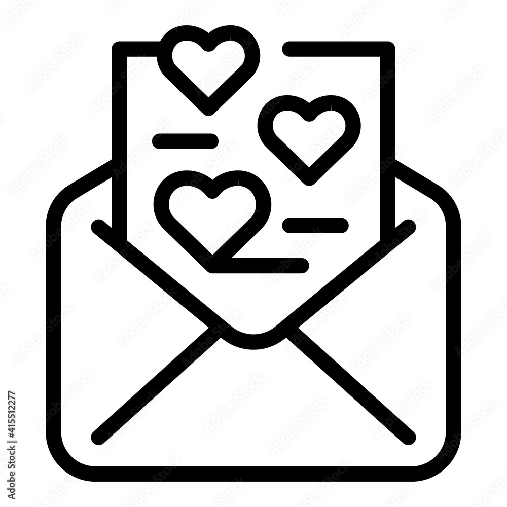 Poster envelope heart icon. outline envelope heart vector icon for web design isolated on white background