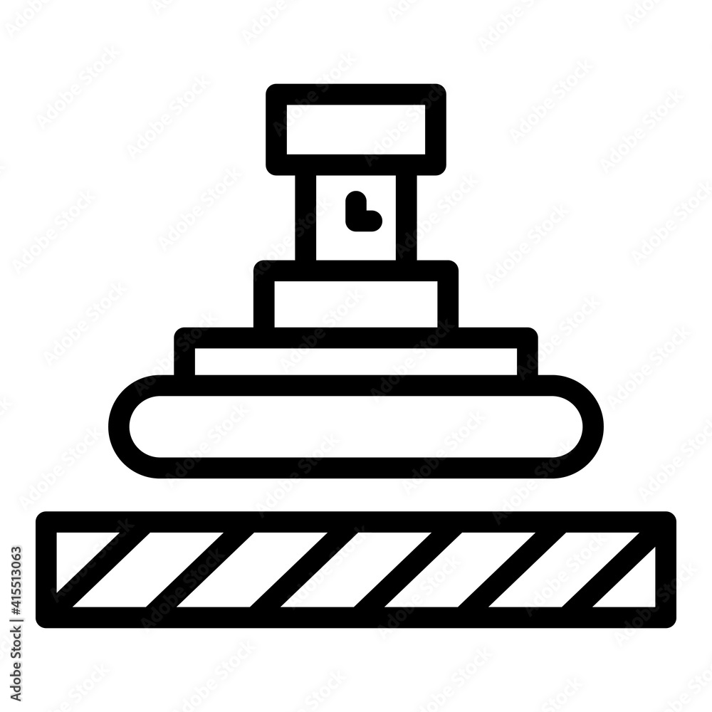 Poster press paper machine icon. outline press paper machine vector icon for web design isolated on white b