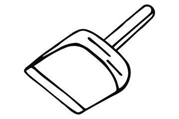 Hand drawn dustpan doodle. Decoration element. Isolated on white background. Doodle style. Vector illustration