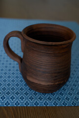 Ceramics, ceramic product mug with your own hands, made on a potter's wheel