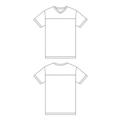 Template v- neck football jersey vector illustration flat sketch design outline