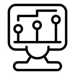 Monitor market chart icon. Outline monitor market chart vector icon for web design isolated on white background