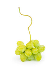 Green grape with leaves isolated on white. With clipping path. Full depth of field.